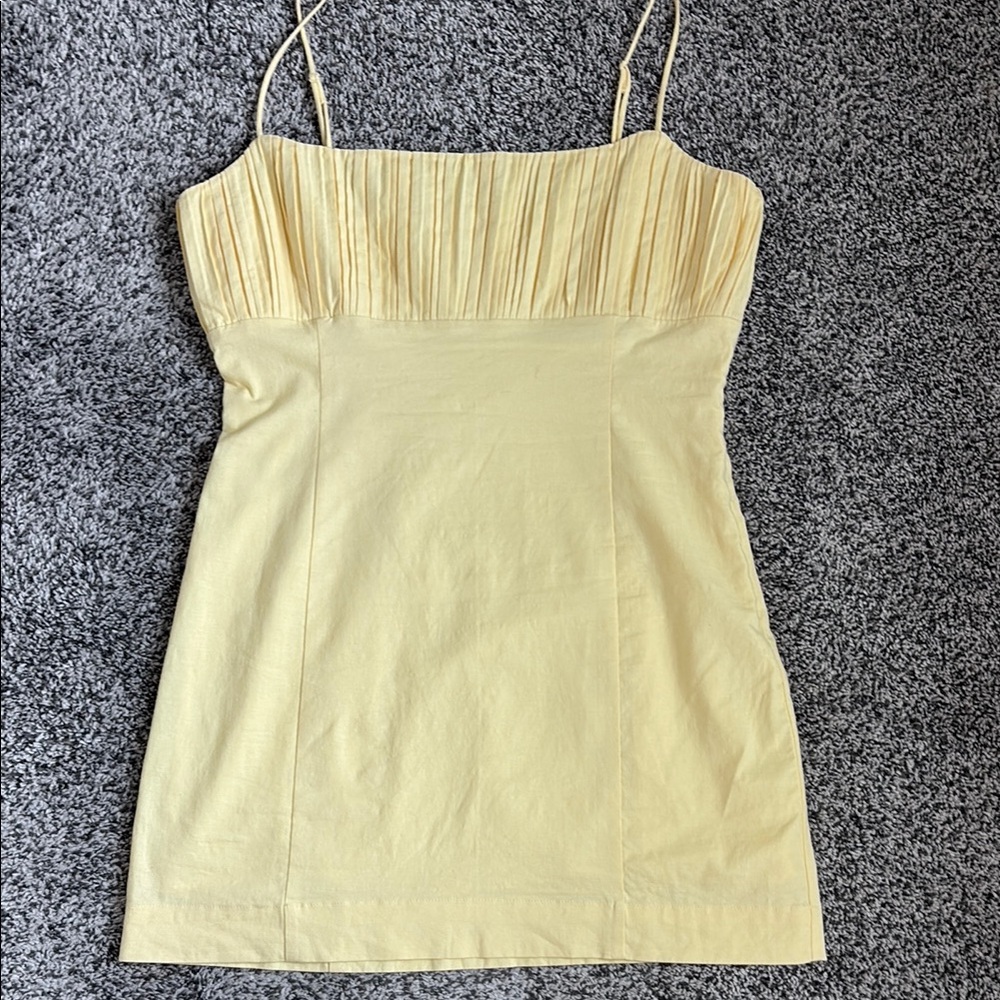 Anthropologie Maeve Soft Yellow Spaghetti Strap Mini Dress. Sz 12